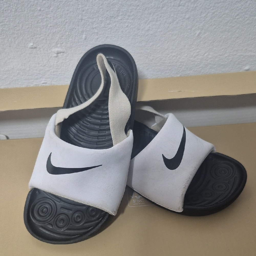 Nike Black and White Slide Sandals